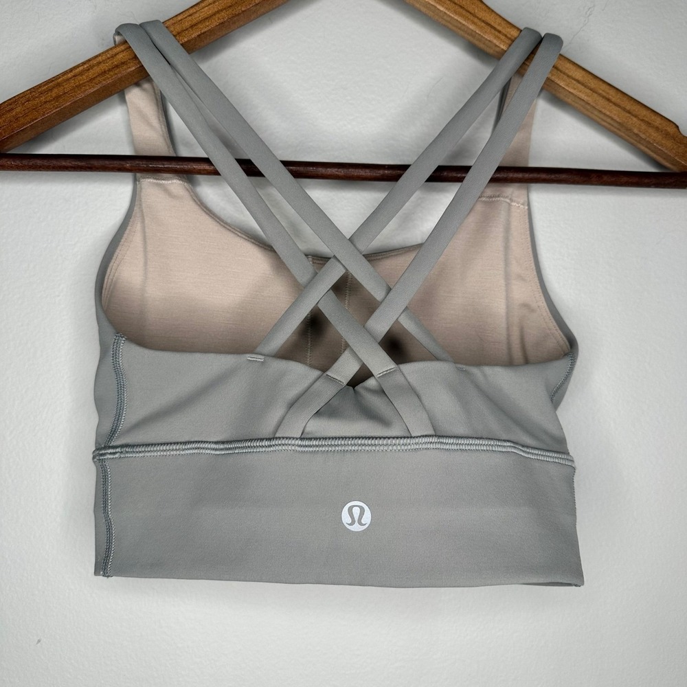 Lululemon Energy Bra Longline Grey Strappy Back Sports Bra Size 2 XXS W2DMUS